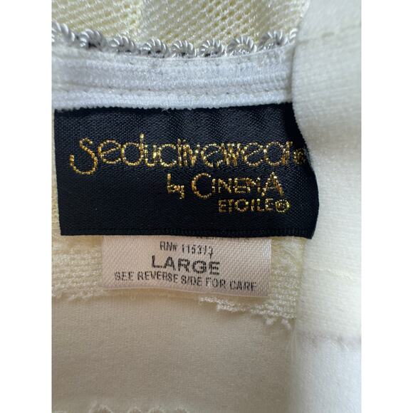 Women’s White Sheer Coquette Feminine Chemise Sz L Mini Slip Nightie Romantic - Picture 3 of 7